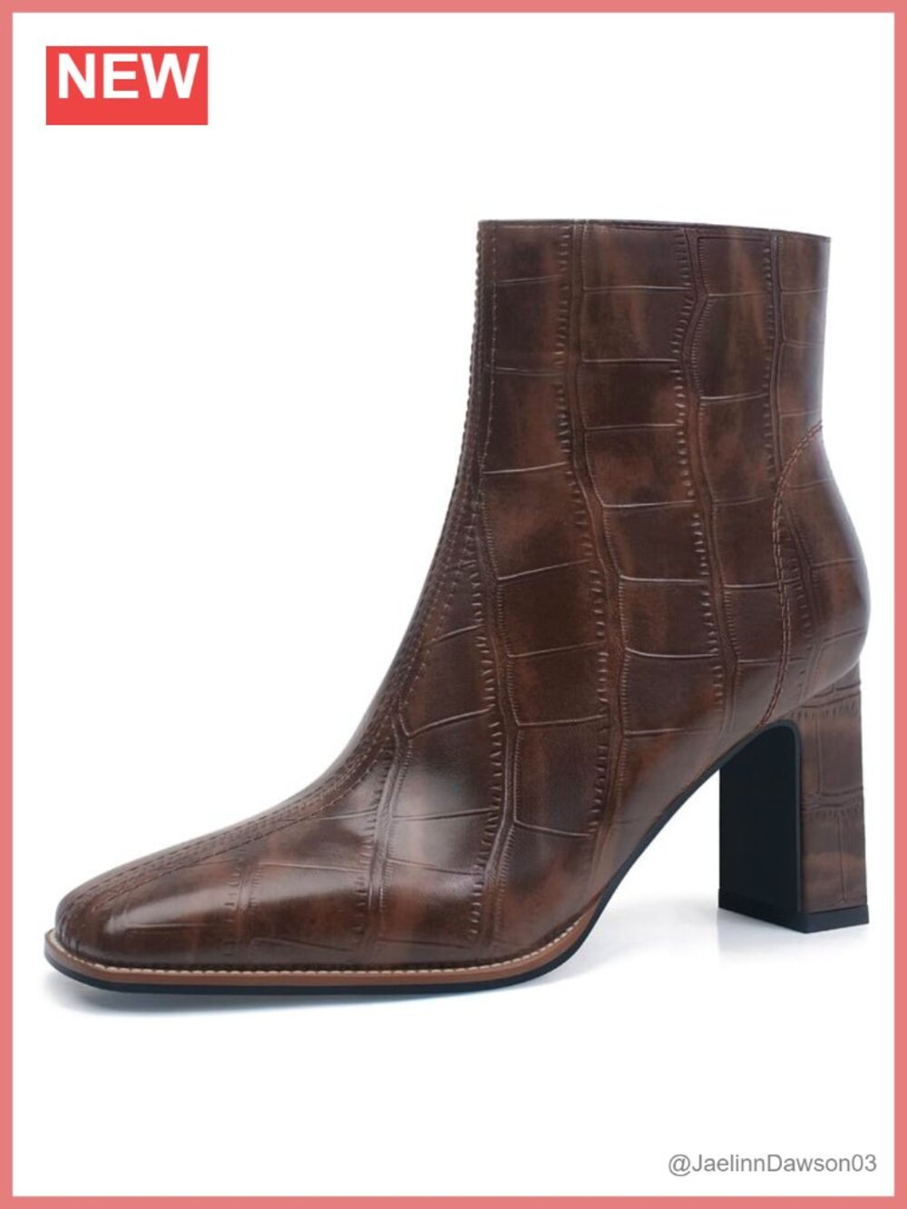 Women's Chunky Heel Square Toe Ankle Boots Side Zipper Block Heel Booties